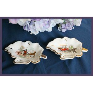 2 vintage of Terra Cotta Greece small dishes / ashtrays horse & buggy designs